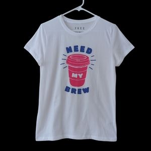 Free State "Need My Brew" Graphic Short Sleeve Tee Shirt Size XL White